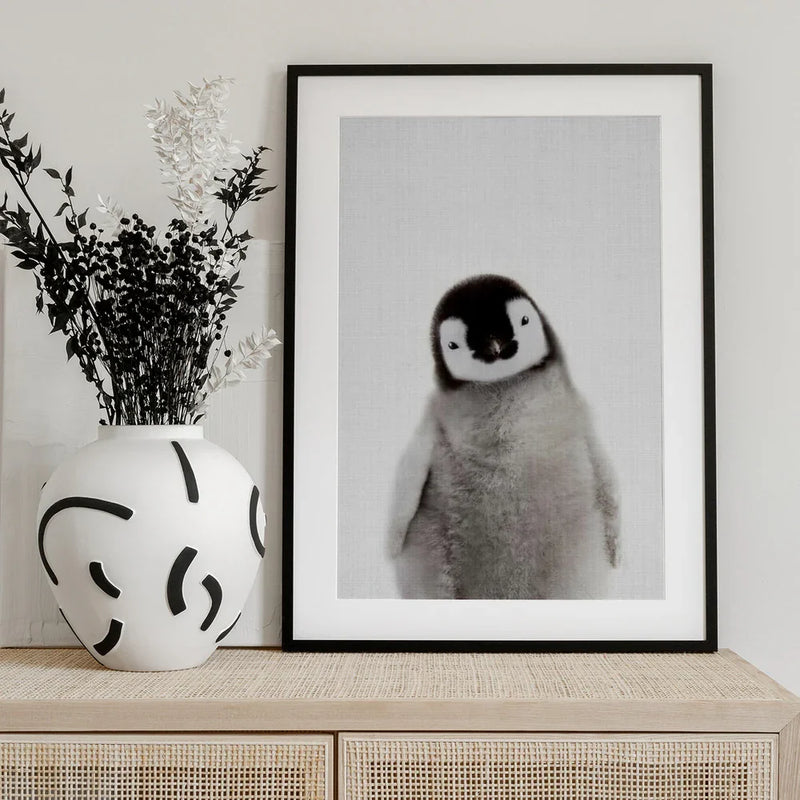 Peekaboo Baby Penguin Framed Art Lola Peacock | Home or Office Art