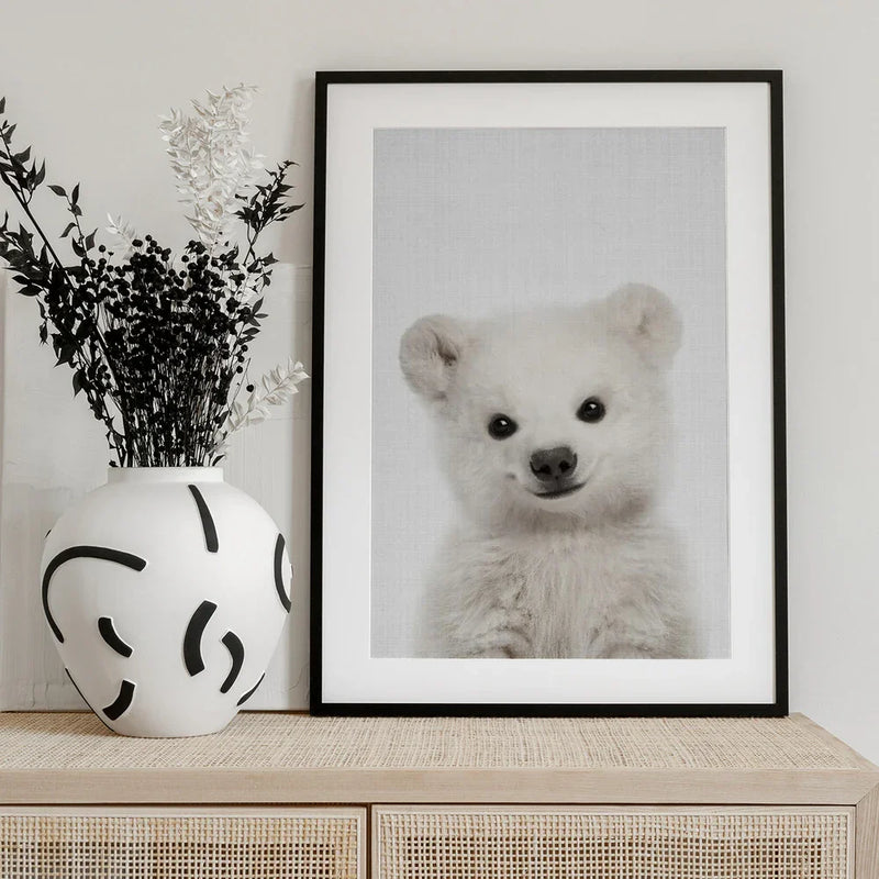 Peekaboo Baby Polar Bear Framed Art Lola Peacock | Home or Office Art