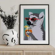 Jugdy Lemur with Drink - ByKammille Framed Art | Home or Office Art