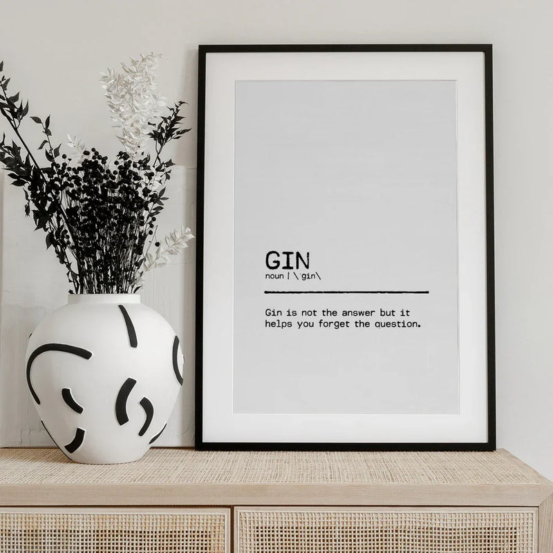 Quote Gin Question - Orara Studio Framed Art | Home or Office Art