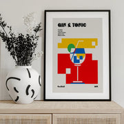 Gin &amp; Tonic Bauhaus Cocktail - Retrodrome Framed Art | Home or Office Art