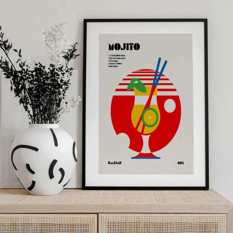 Mojito Bauhaus Cocktail - Retrodrome Framed Art | Home or Office Art