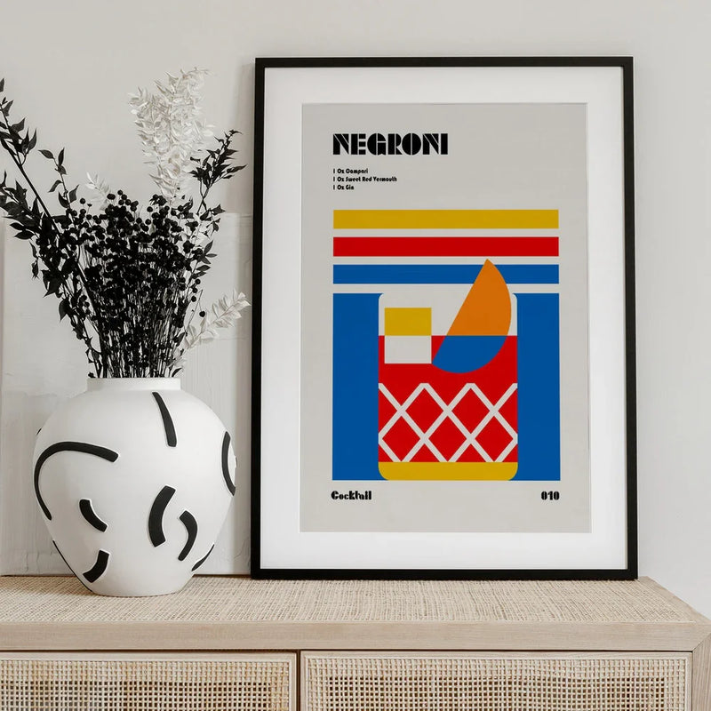 Negroni Bauhaus Cocktail - Retrodrome Framed Art | Home or Office Art