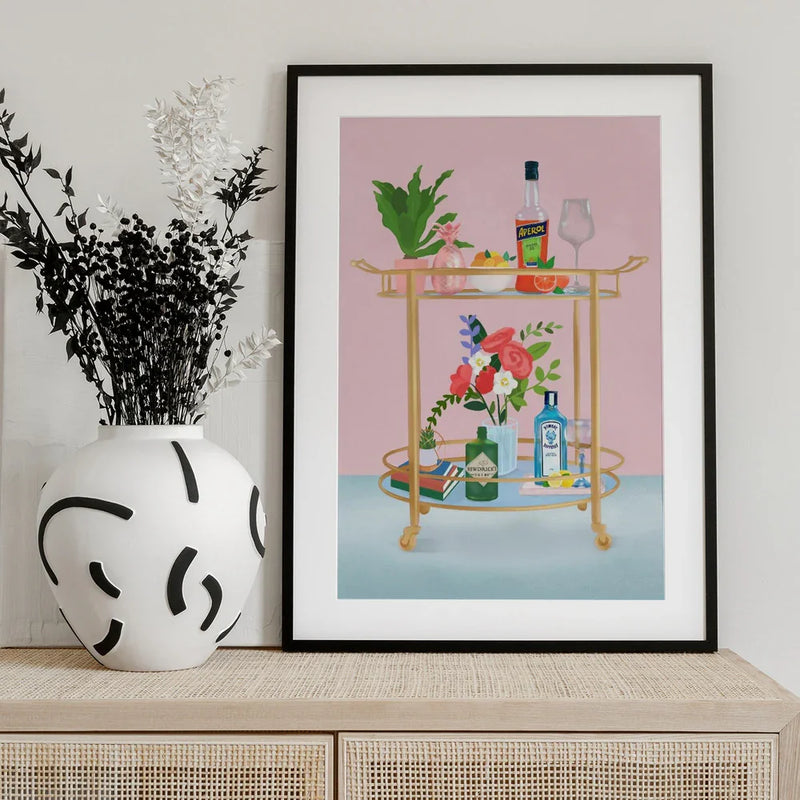 Bar Cart - Petra Lizde Framed Art | Home or Office Art