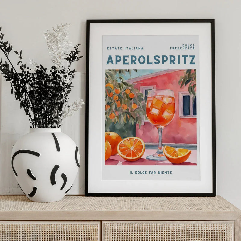 Aperol Spritz, Aquarell, Fresh - Ohkimiko Framed Art | Home or Office Art