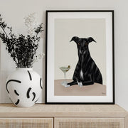 Classy Greyhound with Martini - Tara Royle Framed Art | Home or Office Art