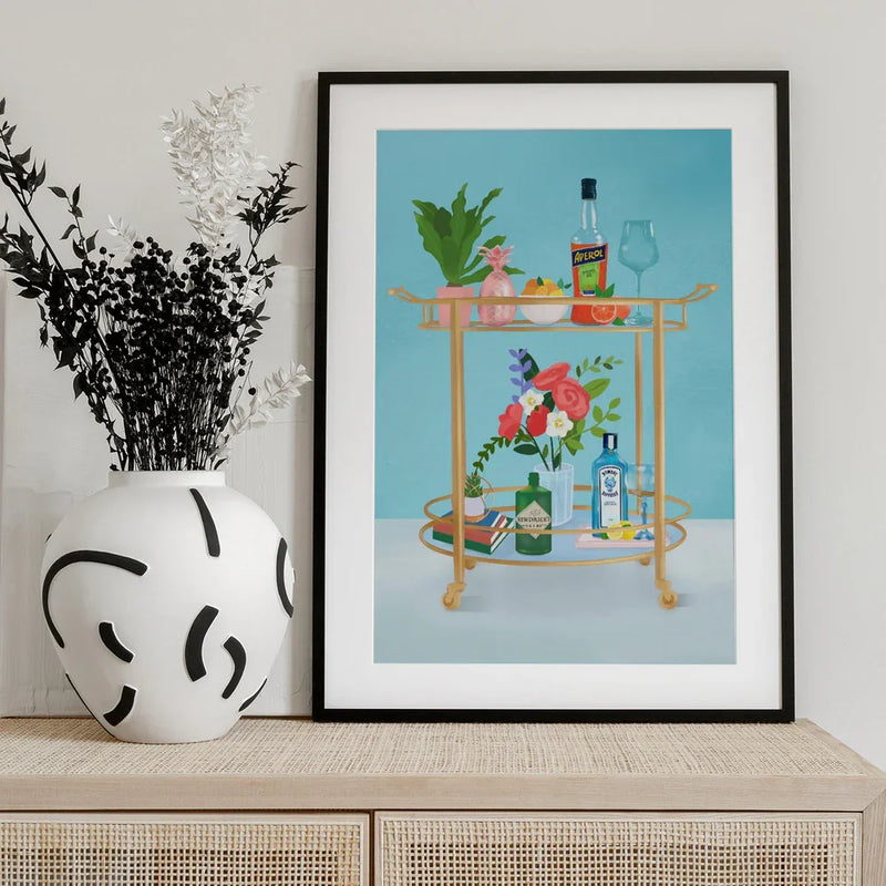 Bar Cart - Petra Lizde Framed Art | Home or Office Art