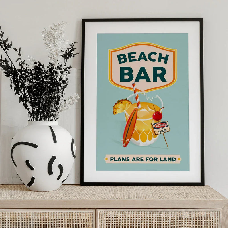 Beach Bar Summer Tropical Cocktail Bar Art - The Whiskey Ginger Framed Art | Home or Office Art