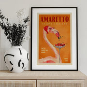 Amaretto Flamingo Art Deco Italian Cafe Travel Art - The Whiskey Ginger Framed Art | Home or Office Art