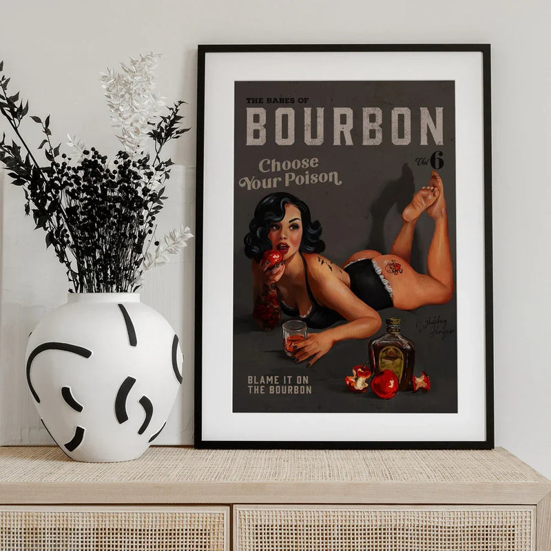 Babes of Bourbon Vol 6 Choose Your Poison Sexy Pinup - The Whiskey Ginger Framed Art | Home or Office Art