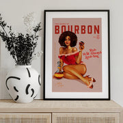 Babes of Bourbon Vol 8 Vintage Pinup Girl With Afro - The Whiskey Ginger Framed Art | Home or Office Art