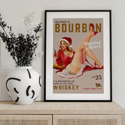 Babes of Bourbon Vol 25 Holiday Cheer Christmas Pinup - The Whiskey Ginger Framed Art | Home or Office Art