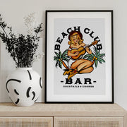 Beach Club Bar. Sailor Jerry Style Pin-up Girl Playing Guitar - The Whiskey Ginger Framed Art | Home or Office Art