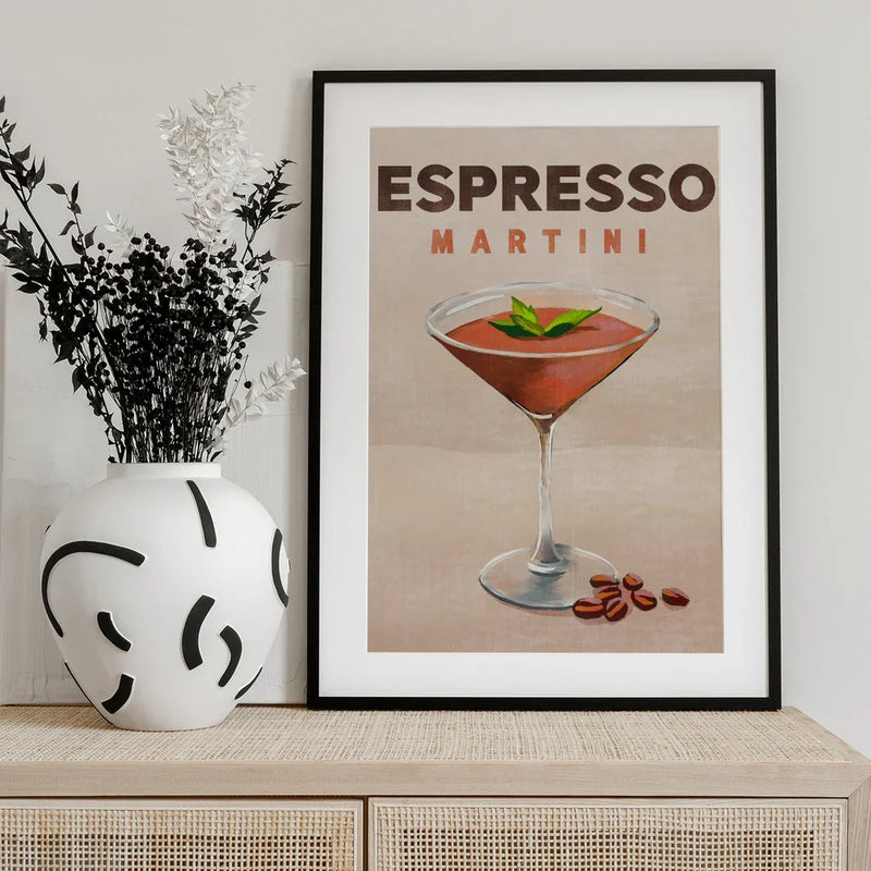 Espresso Martini Cocktail Bar Decor - The Whiskey Ginger Framed Art | Home or Office Art