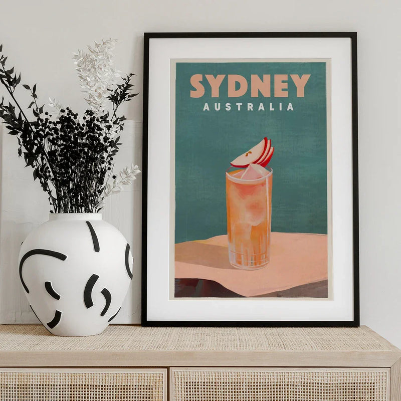 Sydney Australia Cocktail Bar Decor - The Whiskey Ginger Framed Art | Home or Office Art