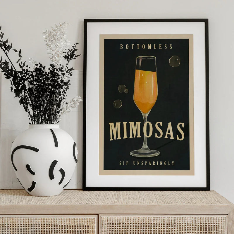 Bottomless Mimosas Art Deco Cocktail Bar Art - The Whiskey Ginger Framed Art | Home or Office Art