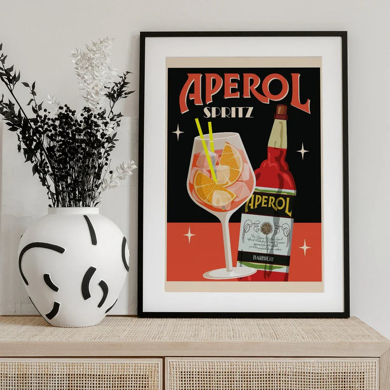 Aperol Spritz_Black - WallChart Art Studio Framed Art | Home or Office Art