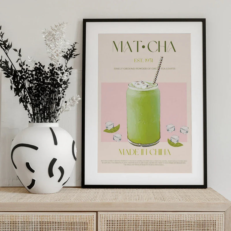 Chilled Matcha Drink - Nazma Khokhar Framed Art | Home or Office Art