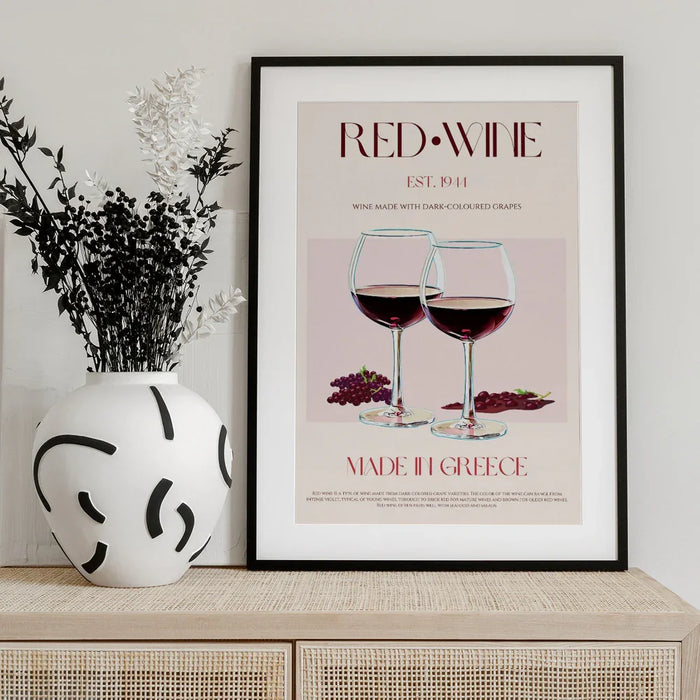 Greek Wine Elegance - Nazma Khokhar Framed Art | Home or Office Art
