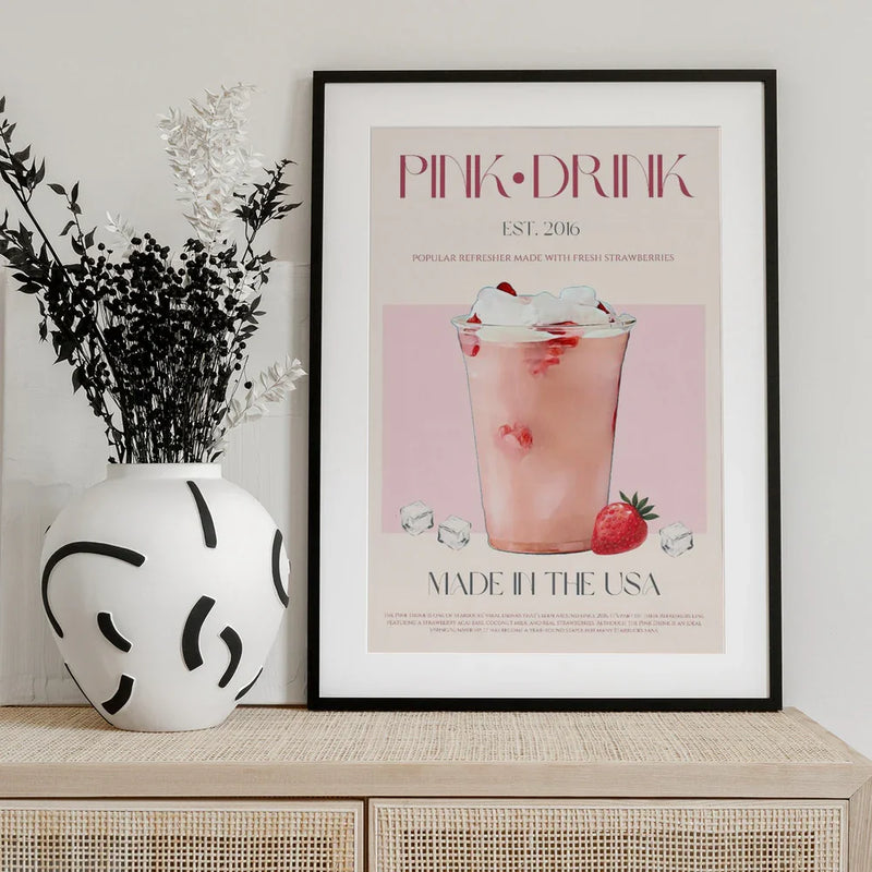 Pink Drink Print - Nazma Khokhar Framed Art | Home or Office Art
