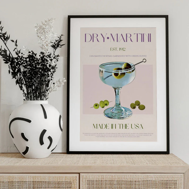 Classic Martini Charm - Nazma Khokhar Framed Art | Home or Office Art