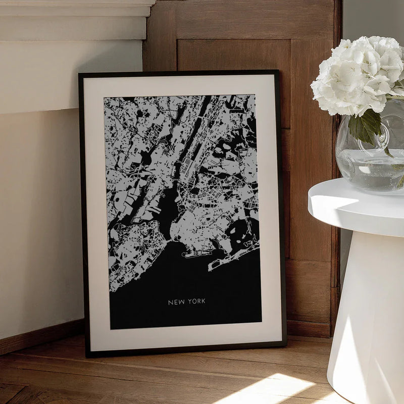map_new york_002_black Framed Art Pictufy Studio II | Home or Office Art
