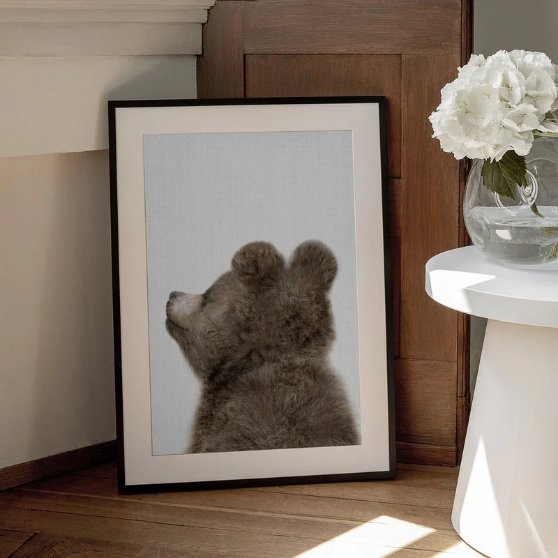 Peekaboo Baby Bear Back Framed Art Lola Peacock | Home or Office Art