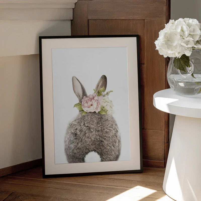 Floral Bunny Back Framed Art Lola Peacock | Home or Office Art
