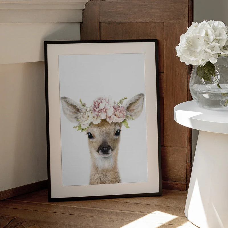 Floral Baby Deer Framed Art Lola Peacock | Home or Office Art
