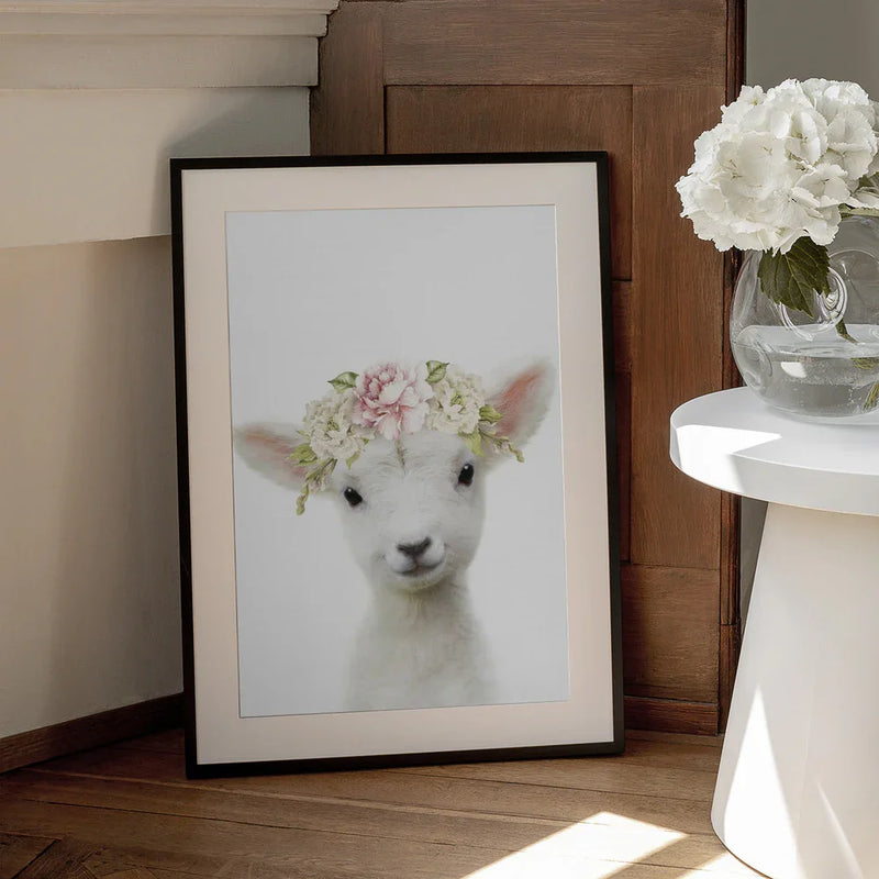 Floral Baby Sheep Framed Art Lola Peacock | Home or Office Art