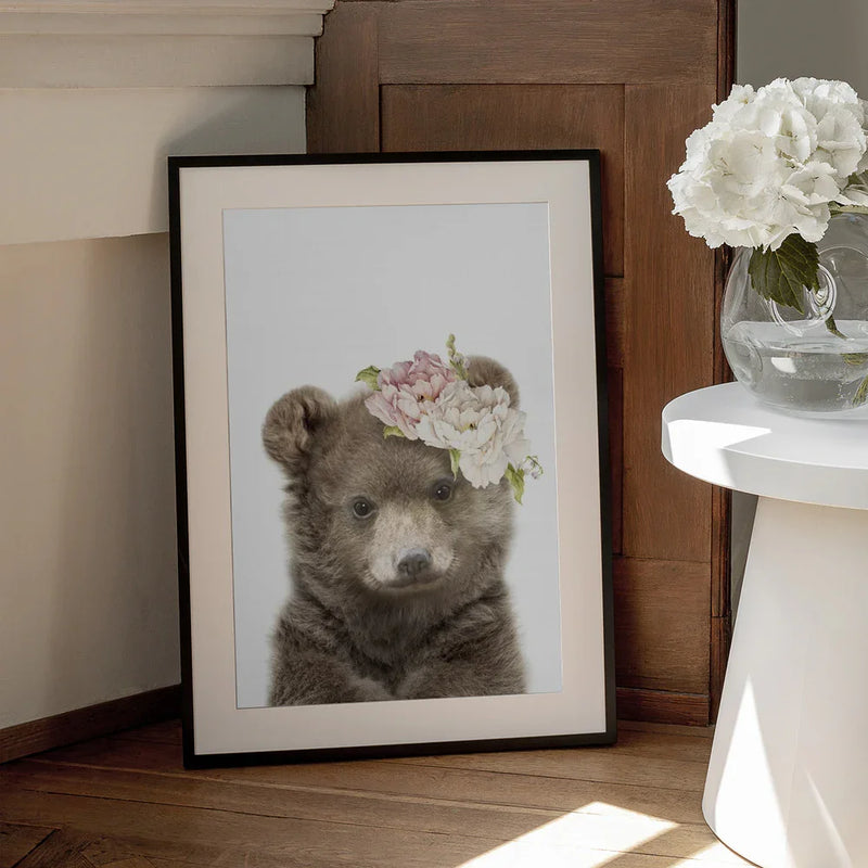 Floral Baby Bear Framed Art Lola Peacock | Home or Office Art