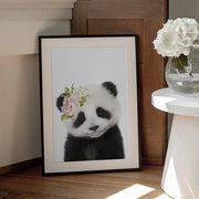 Floral Baby Panda Framed Art Lola Peacock | Home or Office Art