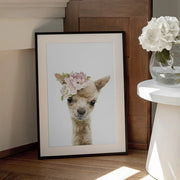 Floral Baby Llama Framed Art Lola Peacock | Home or Office Art