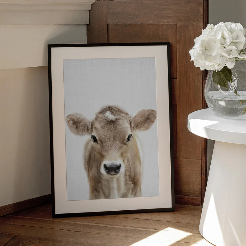 Peekaboo Baby Cow Framed Art Lola Peacock | Home or Office Art