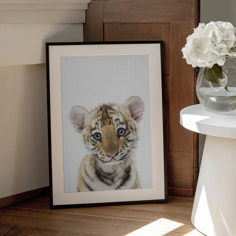 Peekaboo Baby Tiger Framed Art Lola Peacock | Home or Office Art