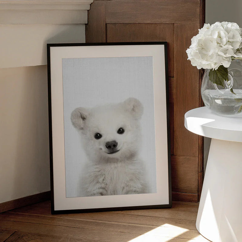 Peekaboo Baby Polar Bear Framed Art Lola Peacock | Home or Office Art