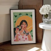 Abstract Modern Bohemian Woman with Cocktail - Caroline Bonne Müller Framed Art | Home or Office Art