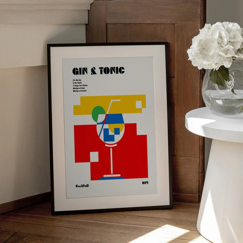 Gin &amp; Tonic Bauhaus Cocktail - Retrodrome Framed Art | Home or Office Art