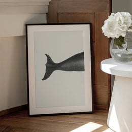 Whale Tight Crop I Handcolored Sealife Lithograph 1824 - Vintage Poster Framed Art | Home or Office Art