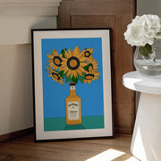 Sunflowers in Honey Whiskey Retro Illustration - Retrodrome Framed Art | Home or Office Art