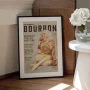 Bourbon Wall Art. Sexy Vintage Pin Up Girl Drinking Whiskey - The Whiskey Ginger Framed Art | Home or Office Art