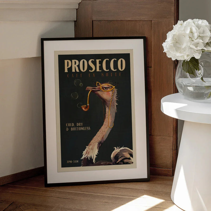Art Deco Prosecco Wall Art Of An Ostrich - The Whiskey Ginger Framed Art | Home or Office Art