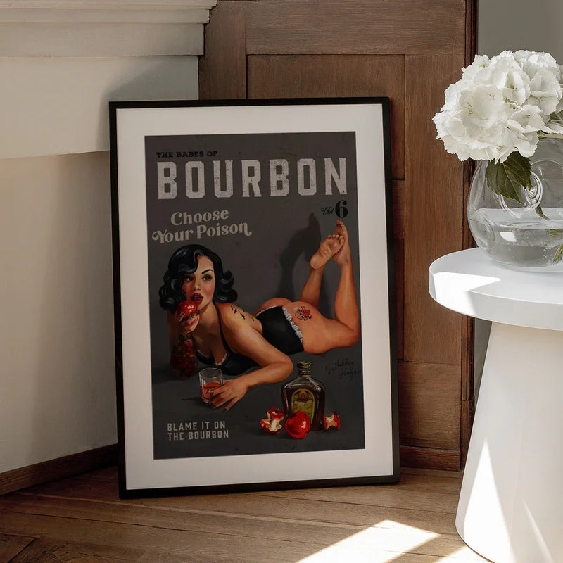 Babes of Bourbon Vol 6 Choose Your Poison Sexy Pinup - The Whiskey Ginger Framed Art | Home or Office Art