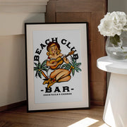 Beach Club Bar. Sailor Jerry Style Pin-up Girl Playing Guitar - The Whiskey Ginger Framed Art | Home or Office Art