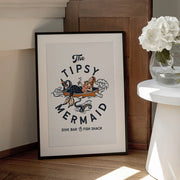 Tipsy Mermaid Dive Bar Mermaid Art - The Whiskey Ginger Framed Art | Home or Office Art
