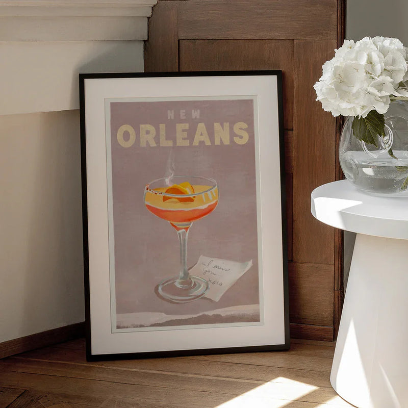 New Orleans Cocktail Travel Poster - The Whiskey Ginger Framed Art | Home or Office Art