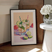 Mojito Summer Cocktails with Lime and Mint - Melloi Art Prints Framed Art | Home or Office Art