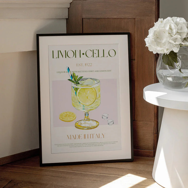 Illustration Of A Limoncello Drink - Nazma Khokhar Framed Art | Home or Office Art