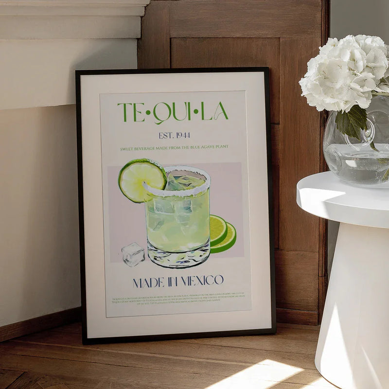 Tequila Drink With Lime And Ice - Nazma Khokhar Framed Art | Home or Office Art