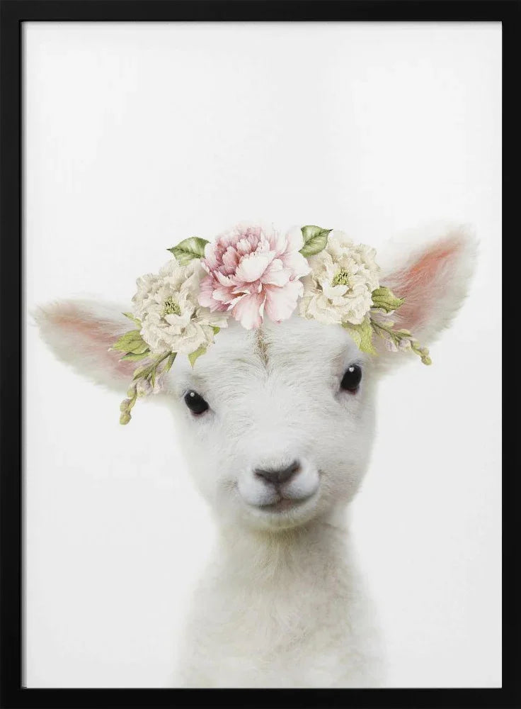 Floral Baby Sheep Framed Art Lola Peacock | Home or Office Art